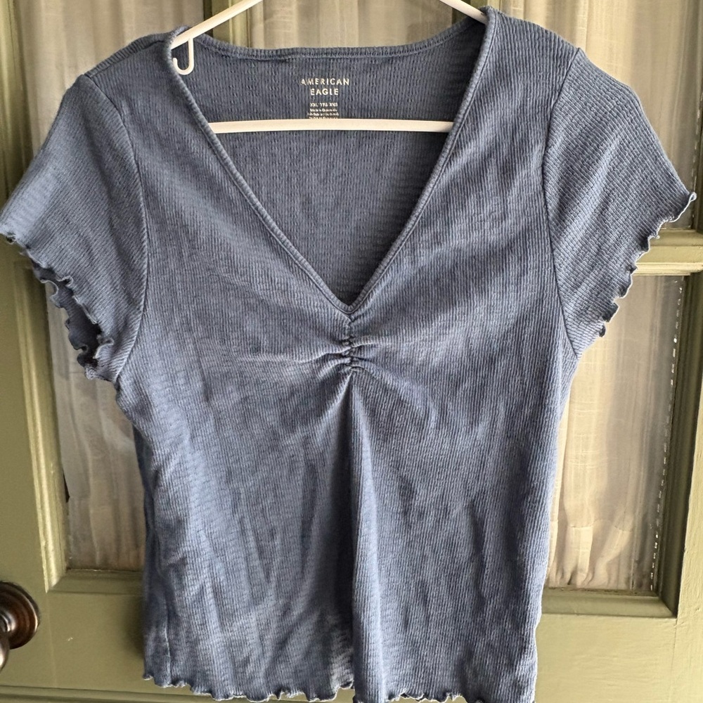American Eagle Outfitters Blue Ribbed Women's Top